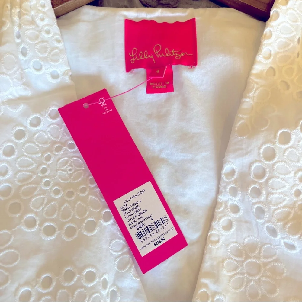 Lilly Pulitzer | Taviana Eyelet Dress - Resort White Circle Bloom Eyelet (4) - Picture 13 of 13